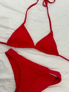 Red Triangle String Bikini Set